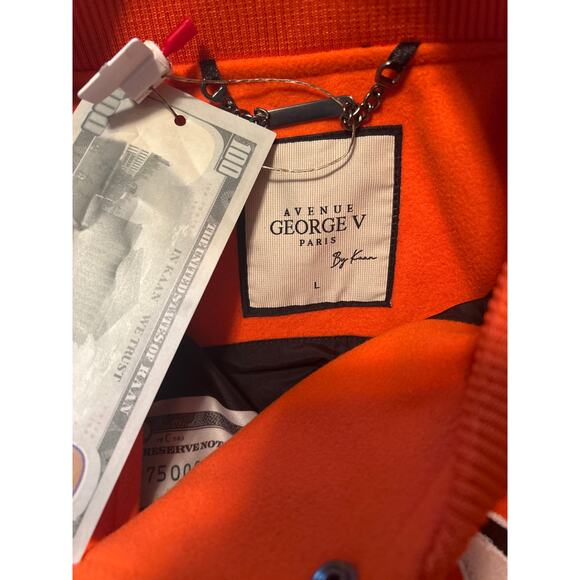 NWT George V Paris Varsity Lettermen's Jacket Orange/Black Size Large - Picture 10 of 16